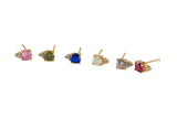 Raindrop 18kt Gold Birthstone Stud 2 Solitare Design CZ Earring- 2 pcs per order- 5x7mm BEAUTIFUL EARRINGS!