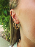 4pc Different Sizes Gold Hoop Earring Round Twisted Hoop Earring 14K Gold Statement Jewelry 20mm 25mm 30mm 35mm 40mm