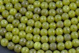 Natural Diamond Cut Olive Jade 6mm 8mm 10mm Round Beads 15.5" Strand Gemstone Beads