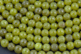 Natural Diamond Cut Olive Jade 6mm 8mm 10mm Round Beads 15.5" Strand Gemstone Beads