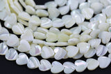 Iridescent White Mother of Pearl MOP Shell Heart Beads 6mm to 10mm 15.5'' Strand Shell Beads