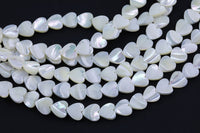 Iridescent White Mother of Pearl MOP Shell Heart Beads 6mm to 10mm 15.5'' Strand Shell Beads