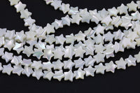 Iridescent White Mother of Pearl MOP Shell Star Beads 6mm to 12mm 15.5'' Strand