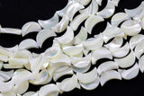 AAA Iridescent Carved Natural White Mother of Pearl Shell Moon Beads 10mm and 12mm 15.5" Strand Shell Beads