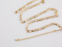 18" 18K Gold Necklace - Figaro Necklace -Layering Necklace 5mm Ready to wear Lobster Clasp 2-3" extender