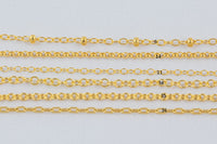 Gold Filled Chain by the Foot - USA Made -Beaded Chain, Satellite Chain, Bar chain, Cable chain, Perfect For Permanent Jewelry - Made in USA