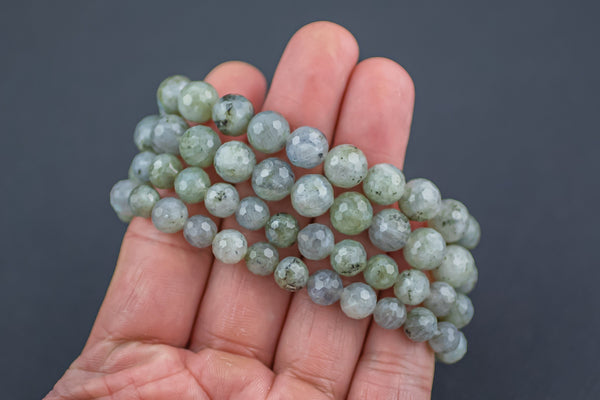 Diamond cut Labradorite Bracelet Faceted Round Size 8mm Handmade In USA Natural Gemstone Crystal Bracelets Handmade Jewelry - approx. 7"