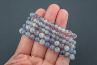 Diamond cut Iolite Bracelet Faceted Round Size 8mm Handmade In USA Natural Gemstone Crystal Bracelets Handmade Jewelry - approx. 7"