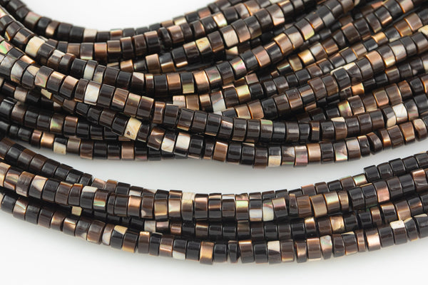 AAA Natural Brown Mother of Pearl 4mm 6mm 8mm Heishi Beads 15.5" Strand Shell Beads