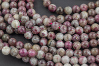 Natural Flower Pink Tourmaline High Quality in Round, 4mm, 6mm, 8mm, 10mm Smooth Gemstone Beads