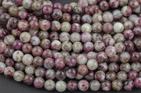 Natural Flower Pink Tourmaline High Quality in Round, 4mm, 6mm, 8mm, 10mm Smooth Gemstone Beads