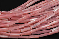 Dark Peach Mother of Pearl 4x14mm Long Tube Beads 15.5" Strand Shell Beads