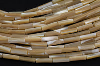 Golden Mother of Pearl 4x14mm Long Tube Beads 15.5" Strand Shell Beads