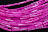 Fusia Mother of Pearl 4x14mm Long Tube Beads 15.5" Strand Shell Beads