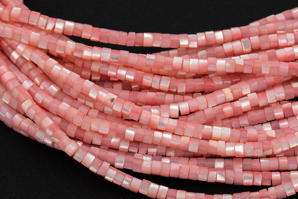 Peach Pastel Mother of Pearl 4mm Heishi Beads 15.5" Strand Shell Beads