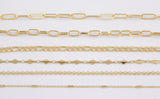 14k Gold Plated Paperclip Chains - Tarnish Resistant Popular Paperclip Figaro Satellite chain - Sold by the yard
