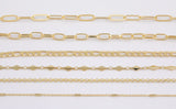 14k Gold Plated Paperclip Chains - Tarnish Resistant Popular Paperclip Figaro Satellite chain - Sold by the yard