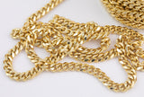 14k Gold Plated Large Cuban Curb Chain - Tarnish Resistant - Sold by the yard 8mm
