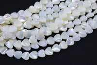 Iridescent White Mother of Pearl MOP Shell Heart Beads 6mm to 10mm 15.5'' Strand Shell Beads