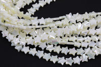 Iridescent White Mother of Pearl MOP Shell Star Beads 6mm to 12mm 15.5'' Strand