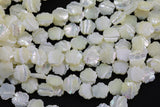 AAA Iridescent Carved Natural White Mother of Pearl Shell Carved Flower Beads 10mm and 12mm 15.5" Strand Shell Beads