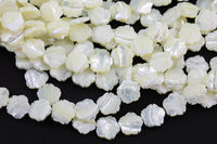 AAA Iridescent Carved Natural White Mother of Pearl Shell Carved Flower Beads 10mm and 12mm 15.5" Strand Shell Beads