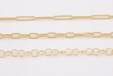 14k Gold Plated Paperclip Chains - Tarnish Resistant Paperclip Chain Oval Chain Textured Round Chains 4x20mm 5x10mm 8mm Sold By the Yard