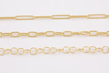 14k Gold Plated Paperclip Chains - Tarnish Resistant Paperclip Chain Oval Chain Textured Round Chains 4x20mm 5x10mm 8mm Sold By the Yard