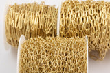 14k Gold Plated Paperclip Chains - Tarnish Resistant Paperclip Chain Oval Chain Textured Round Chains 4x20mm 5x10mm 8mm Sold By the Yard