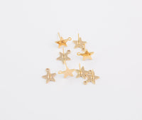 Earring findings stud earring finding star 12mm gold plated