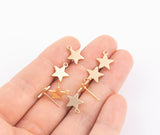 Earring findings stud earring finding star 12mm gold plated