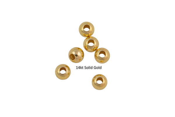 14Kt Solid Gold- Seamless Round Beads- USA made