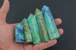 1 Pc Natural Amazonite and Azurite Obelisk Tower Point wand healing crystal