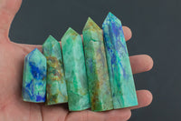 1 Pc Natural Amazonite and Azurite Obelisk Tower Point wand healing crystal