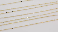 14k Gold Plated Satellite Coin Chain Chains 1.5mm 2mm - Tarnish Resistant - Sold by the yard