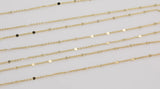14k Gold Plated Satellite Coin Chain Chains 1.5mm 2mm - Tarnish Resistant - Sold by the yard