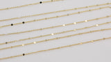 14k Gold Plated Satellite Coin Chain Chains 1.5mm 2mm - Tarnish Resistant - Sold by the yard