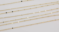 14k Gold Plated Satellite Coin Chain Chains 1.5mm 2mm - Tarnish Resistant - Sold by the yard