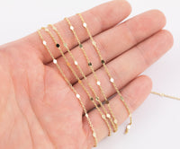 14k Gold Plated Satellite Coin Chain Chains 1.5mm 2mm - Tarnish Resistant - Sold by the yard