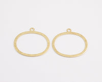 Brass earrings-Earring copper accessories-Earring pendant-Brass earring charms-Earring connector-Brass jewelry-Oval - 35x38mm