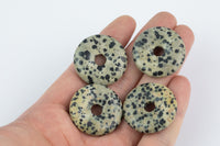 Dalmatian Jasper Donut Circle Pi Stone Pendant