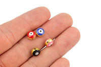 Double Sided Gold Rimmed Evil Eye Enamel Bead Choose Your Color Protection Evil Eye Colorful Charms Jewelry Making Supplies