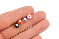 Double Sided Gold Rimmed Evil Eye Enamel Bead Choose Your Color Protection Evil Eye Colorful Charms Jewelry Making Supplies