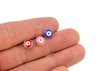 Double Sided Silver Rimmed Evil Eye Enamel Bead Choose Your Color Protection Evil Eye Colorful Charms Jewelry Making Supplies