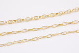 14k Gold Plated Oval Paperclip Chains - Tarnish Resistant Popular Paperclip sizes and figaro chain - Sold by the yard