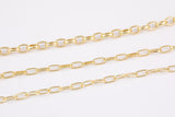 14k Gold Plated Oval Paperclip Chains - Tarnish Resistant Popular Paperclip sizes and figaro chain - Sold by the yard