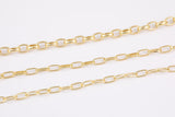 14k Gold Plated Oval Paperclip Chains - Tarnish Resistant Popular Paperclip sizes and figaro chain - Sold by the yard