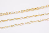 14k Gold Plated Oval Paperclip Chains - Tarnish Resistant Popular Paperclip sizes and figaro chain - Sold by the yard