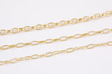 14k Gold Plated Oval Paperclip Chains - Tarnish Resistant Popular Paperclip sizes and figaro chain - Sold by the yard