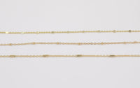 14k Gold Plated Satellite Chains - Tarnish Resistant Satellite Chain - Bar Satellite Barrel Sold by the yard